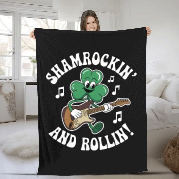 Discover Shamrockin' and Rollin' St. Patrick's Rock & Roll Fleece Blankets