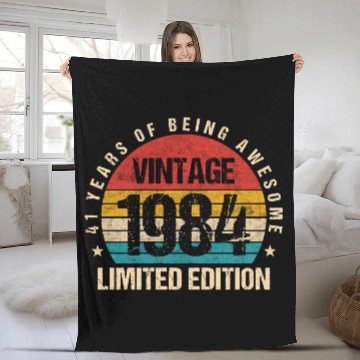 Discover Vintage 1984 Limited Edition 41st Birthday Gift Fleece Blankets