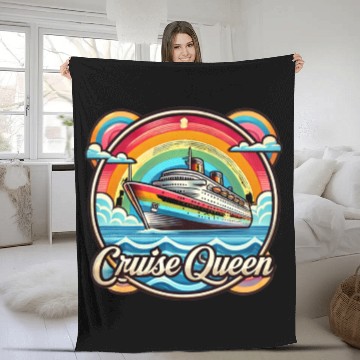 Discover Cruise Queen! | Retro LGBTQ+ Vacation Apparel Fleece Blankets