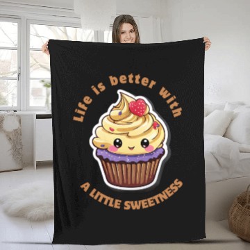 Discover Life is better with a little sweetness Fleece Blankets