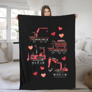 Discover Valentines Construction Trucks Boys Kids Toddler Fleece Blankets
