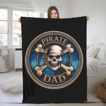 Discover Pirate DAD Cool Pirate Medallion Gift for Dads Fleece Blankets