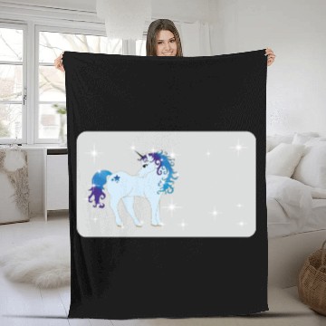 Discover Fantasy unicorn - grey blue- design for kids Fleece Blankets