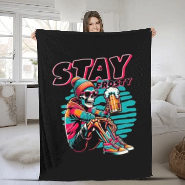 Discover Skeleton with Beer - Fun and Edgy Fleece Blankets