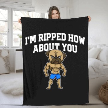 Discover Im Ripped How About You Funny Workout Humor Gym Fleece Blankets