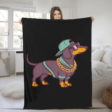 Discover Hip Hop Dachshund Music Singing Dachshund Song Fleece Blankets