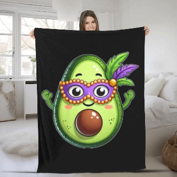 Discover Mardi Gras Avocado Sweet Vegetarian Cartoon Fleece Blankets