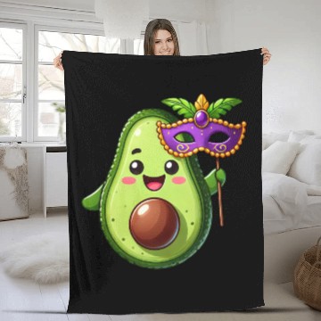 Discover Mardi Gras Avocado Vegan Veggie Cartoon Fleece Blankets