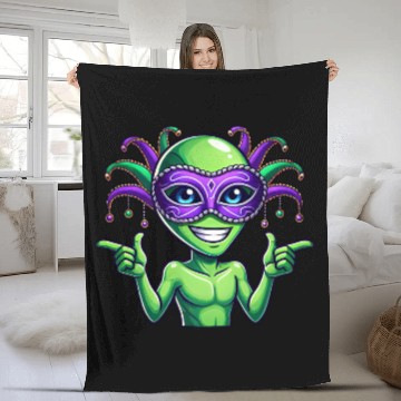 Discover Mardi Gras Alien Cartoon Veggie Fun Fleece Blankets