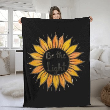 Discover Be the Light Sunflower Fleece Blankets
