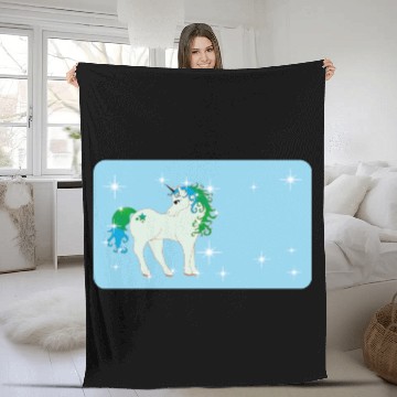 Discover Fantasy unicorn - aqua blue - design for kids Fleece Blankets