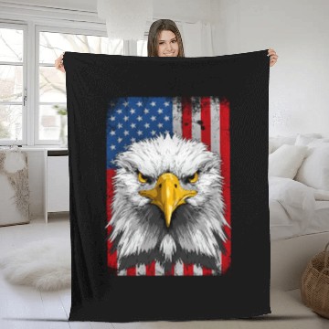 Discover American Flag Patriotic Eagle 4th of July Fleece Blankets