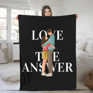 Discover Adorable Couple Embrace Illustration Fleece Blankets