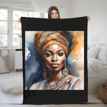 Discover African Woman Portrait F Fleece Blankets