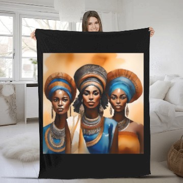 Discover African Woman Portrait C Fleece Blankets