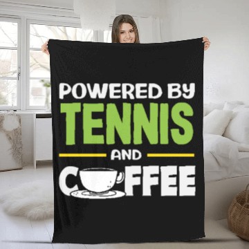Discover Powered By Tennis And Coffee Vibes Fleece Blankets