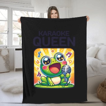 Discover Funny Karaoke Queen Cute Singing Frog Love to Sing Fleece Blankets