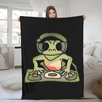 Discover Street Retro Frog with Headphones | Funny Fleece Blankets