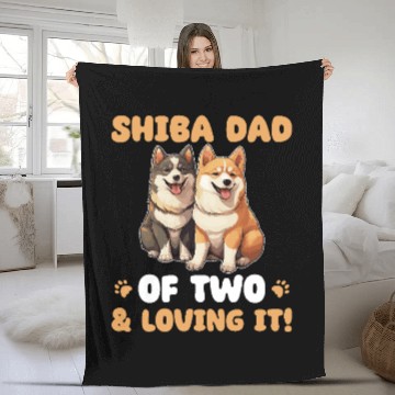 Discover Shiba Inu Shiba Dad Of Two Fleece Blankets