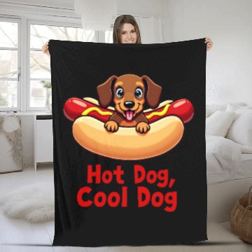 Discover Funny Hot Dog Dachshund Fleece Blankets