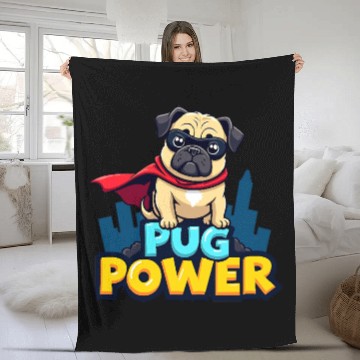 Discover Pug Power Superhero Fleece Blankets