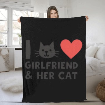 Discover I Love My Girlfriend and Her Cat" Cat Head Design Fleece Blankets