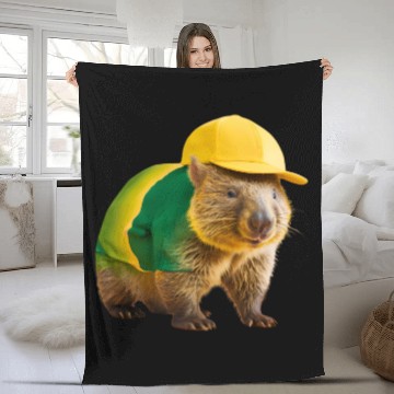 Discover Green and Gold Wombat 2 Fleece Blankets