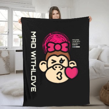 Discover Mad with Love Romantic Monkey Fleece Blankets
