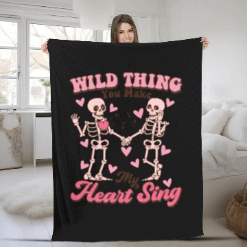 Discover Wild Thing You Make My Heart Sing Happy Valentines Fleece Blankets