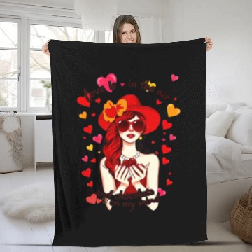 Discover "Love is in the air, and chocolate is on my mind." Fleece Blankets