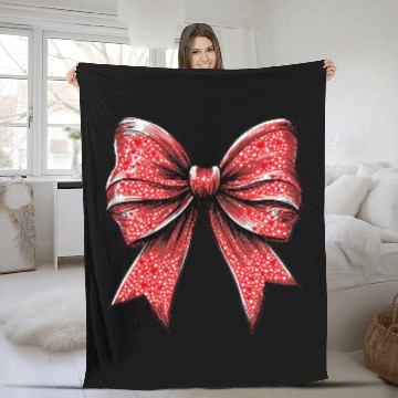Discover Valentine's Day Heart Coquette Bow Retro Fleece Blankets