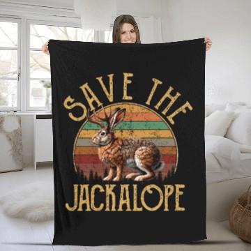 Discover Save The Jackalope, Vintage Retro Camping Lover Ja Fleece Blankets