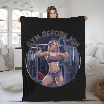 Discover Gym Before Him for a Sporty women Fleece Blankets