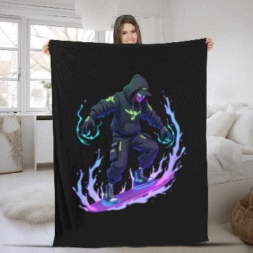 Discover Ghost Wave - Neon Phantom Rider Fleece Blankets
