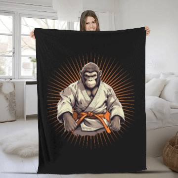 Discover Karate Judo Monkey Chimpanzee Martial arts Fleece Blankets