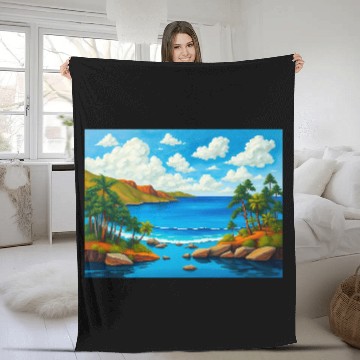 Discover Serene Sunrise Over the Sea Fleece Blankets