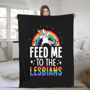 Discover Feed Me To The Lesbians Lesbian Pride LGBTQ Fleece Blankets