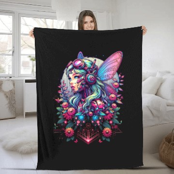 Discover Cyber Fairy Blossom Fleece Blankets