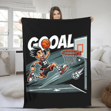 Discover Slam Dunk Basketball Goal Cartoon Design Fleece Blankets