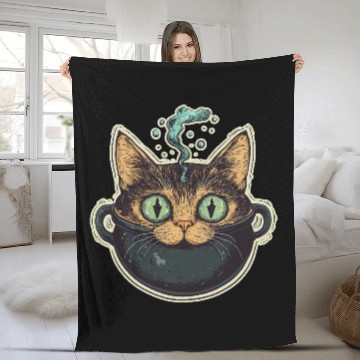 Discover Cat Boiler Cat Witch Halloween Fleece Blankets