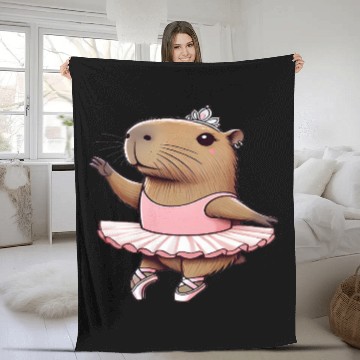 Discover Ballerina Capybara Ballet Dance Plié, Chassé Jetté Fleece Blankets