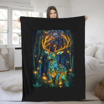 Discover Luminous Deer in Twilight Grove Fleece Blankets