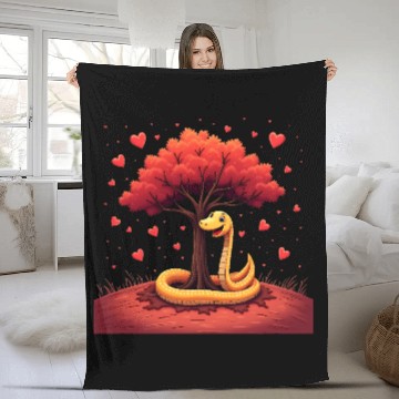 Discover I love my snake heart tree Fleece Blankets