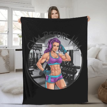 Discover Gym Before Him for a Sporty women Fleece Blankets