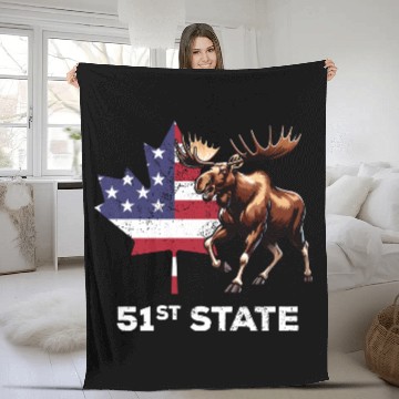 Discover Canada 51st State United States Funny Trump Quote Fleece Blankets