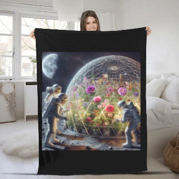 Discover Moon Flower Garden Fleece Blankets