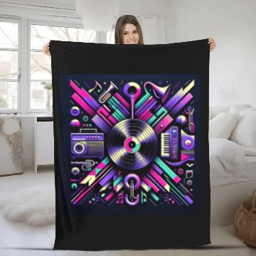 Discover Neon Groove Vinyl Symphony Fleece Blankets