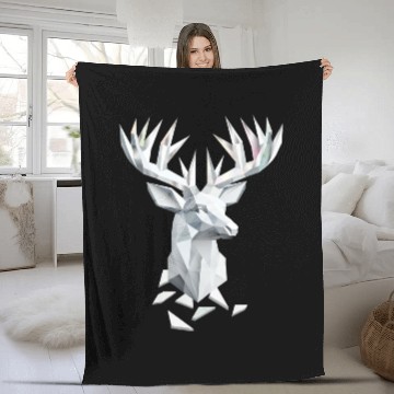 Discover Geometric Deer Head - Nature and Elegance Fleece Blankets
