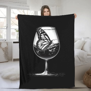 Discover Butterfly in a Wine Glass Fleece Blankets