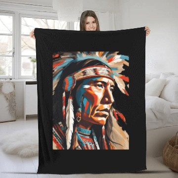 Discover Native American Chief Fleece Blankets